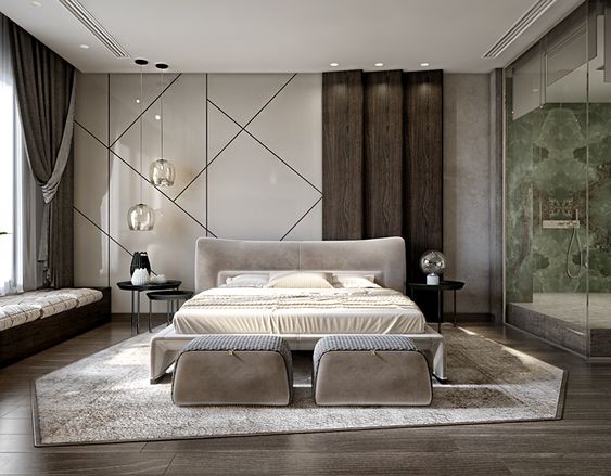 Contemporary living room design with elegant furniture, modern decor, and a cozy atmosphere